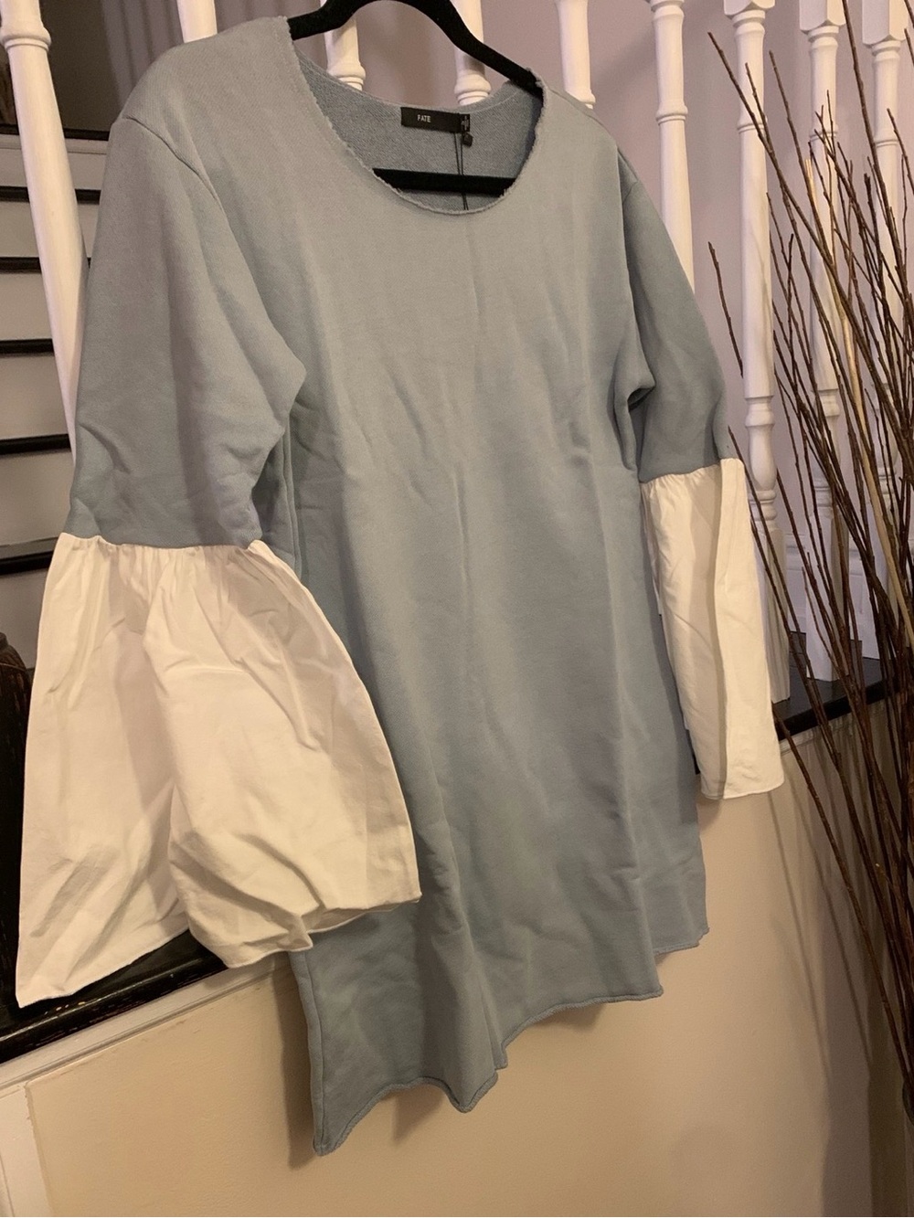 Fate Light Blue Tunic with White Bell Sleeves